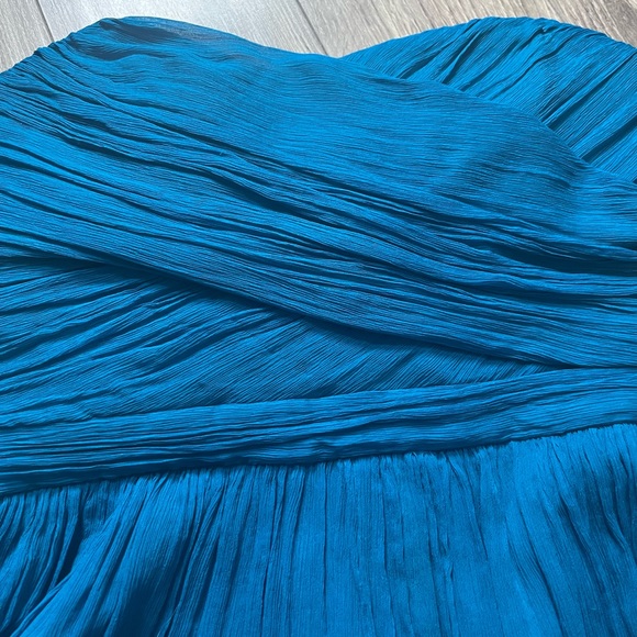 J Crew teal Taryn silk chiffon bridesmaid cocktail strapless dress - Picture 2 of 4